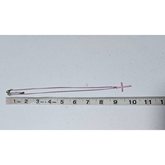 Stylish Pink Cross Pendant Necklace Religious Spiritual Fashion Jewelry Women - Picture 4 of 5